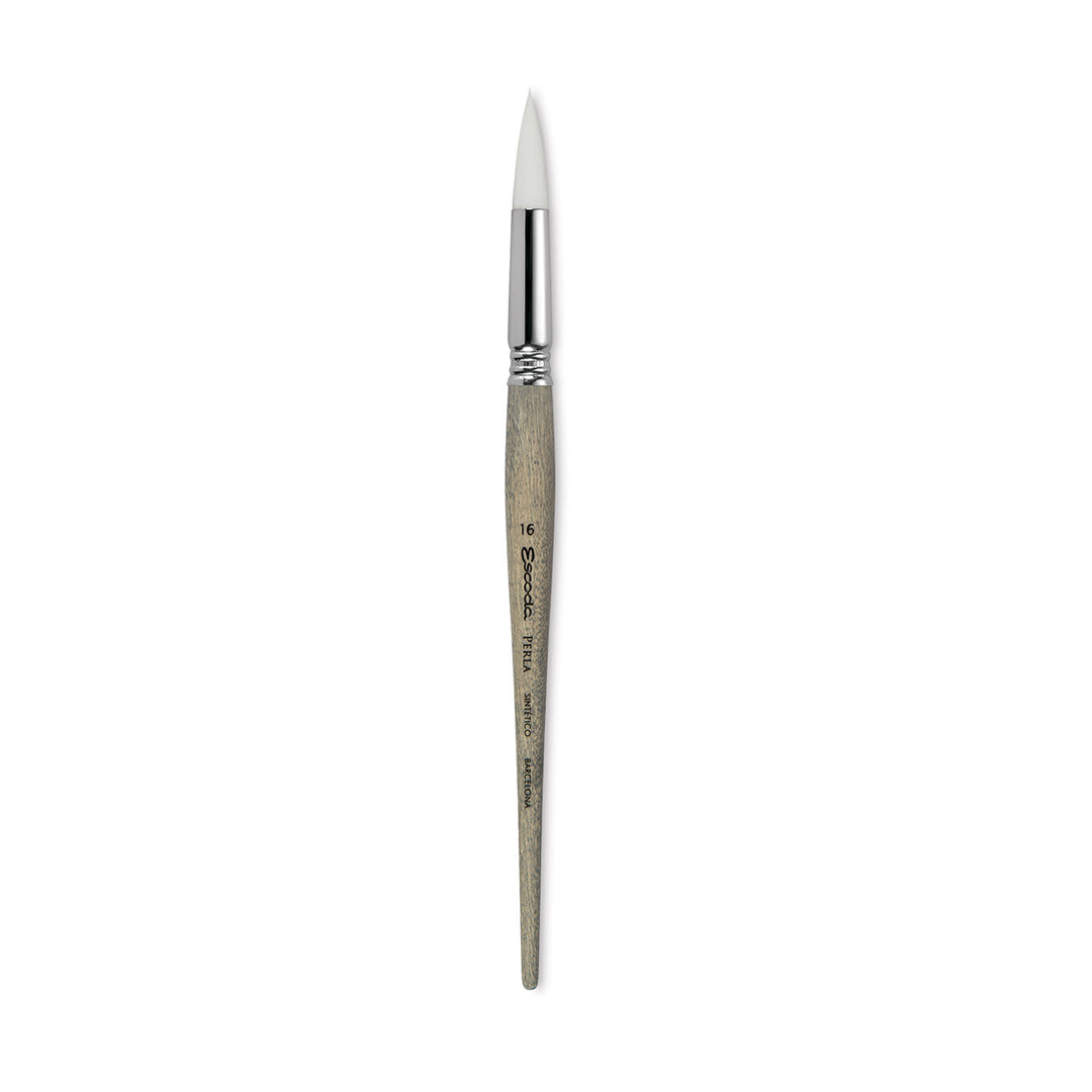 Escoda Perla Toray White Synthetic Brush - Round, Short Handle, 1430 Size 16