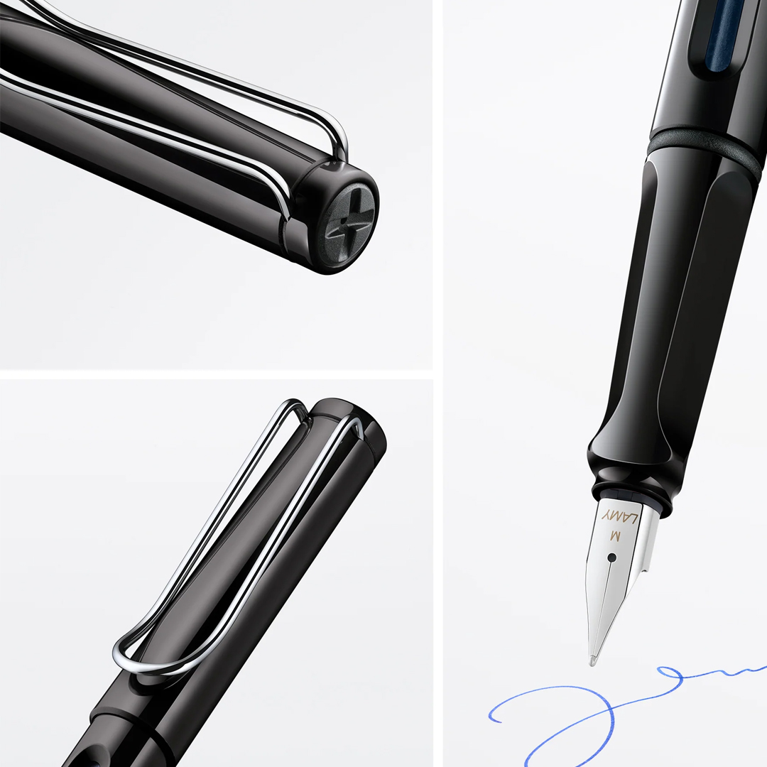 Lamy Safari A019 Fountain Pen Medium BLACK With Chrome Plated Clip -COVER PAGE