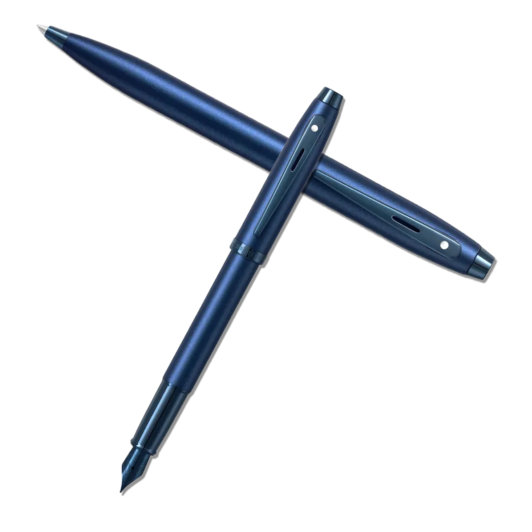 Sheaffer 100 9371 Satin Blue Fountain Pen With PVD Blue Trim -cover page
