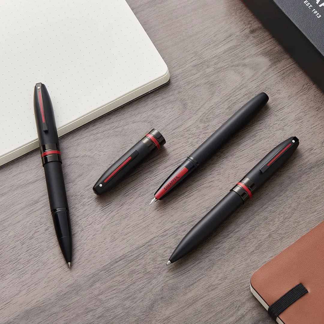 Sheaffer ICON 9108 Matte Black Fountain Pen With Gloss Black PVD Trim - Medium 2