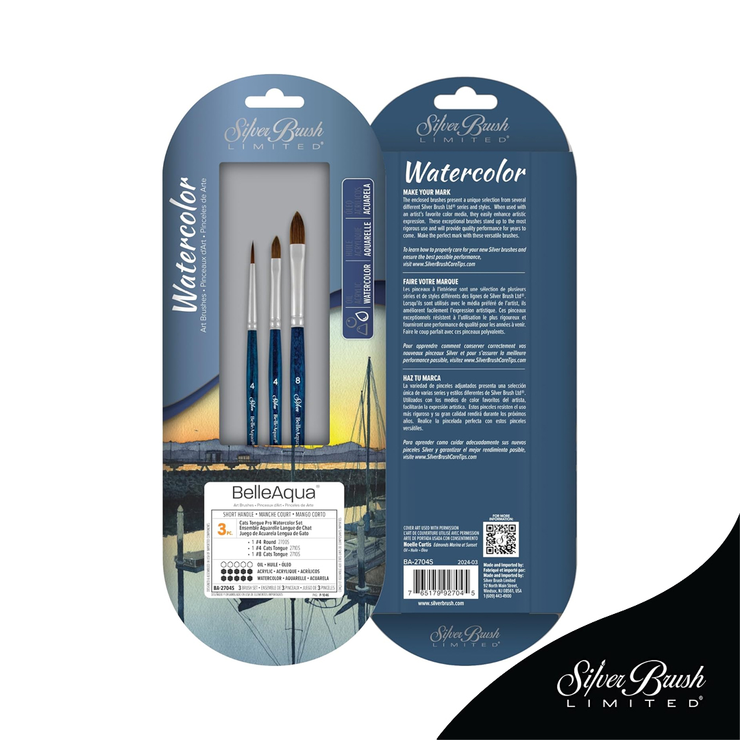 Silver Brush BelleAqua® Cats Tongue Pro 3 Pc Set BA -2704S